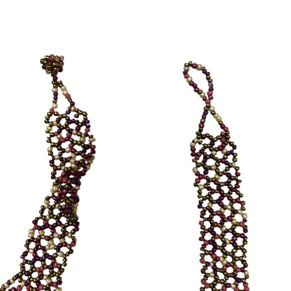 Boho Luxe Fringe Beaded Necklace Tribal Statement Y2K Festival Bold - Picture 4 of 6